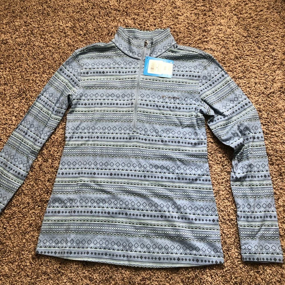 NWT Womens blue/grey drifting snow half zip pullover
